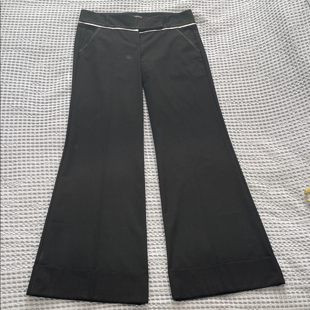 Bebe Charcoal Pinstripe Wide-leg Trousers